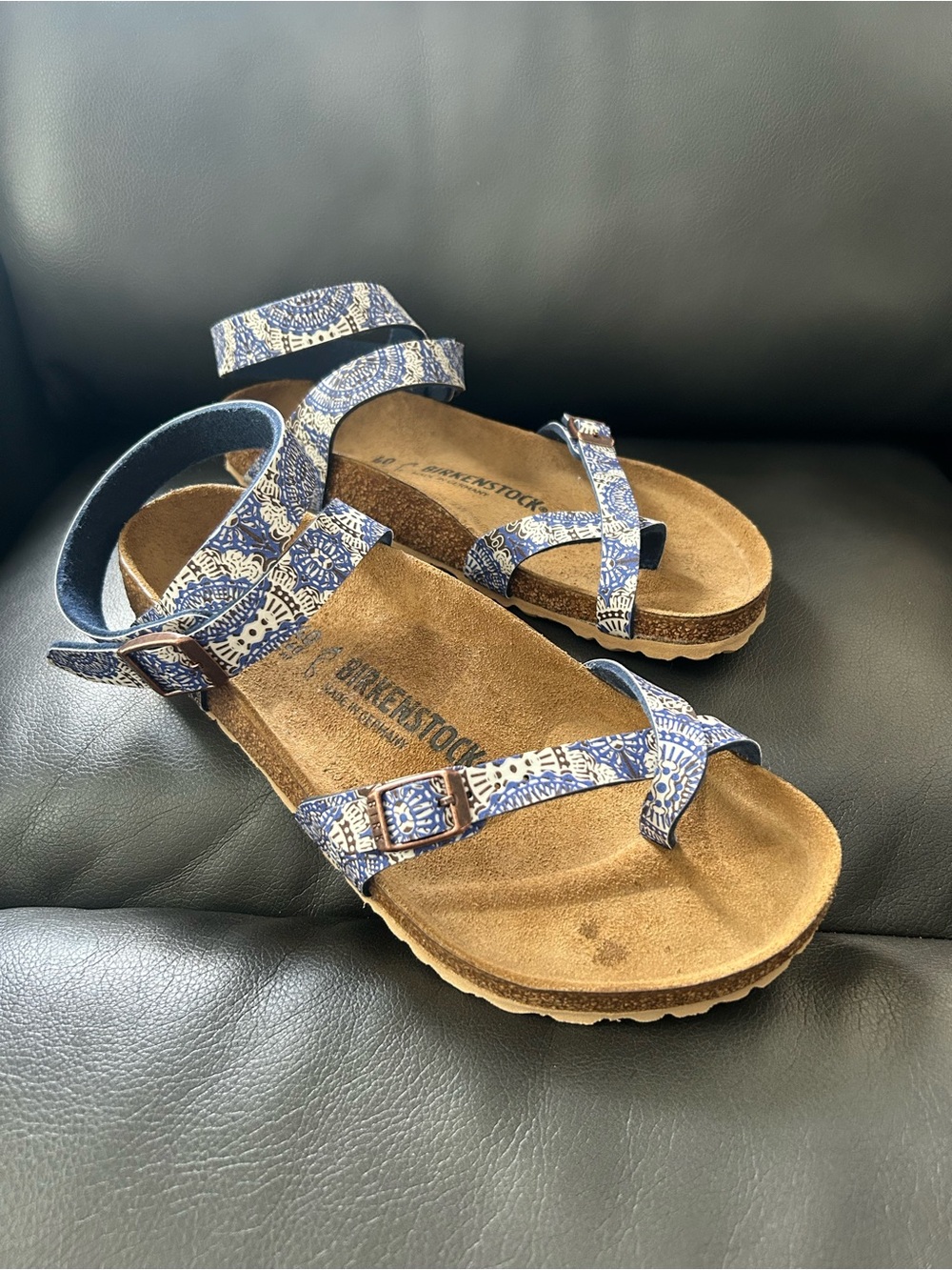 Yara Birkenstocks Rare Blue Print Size 40 - Picture 7 of 13